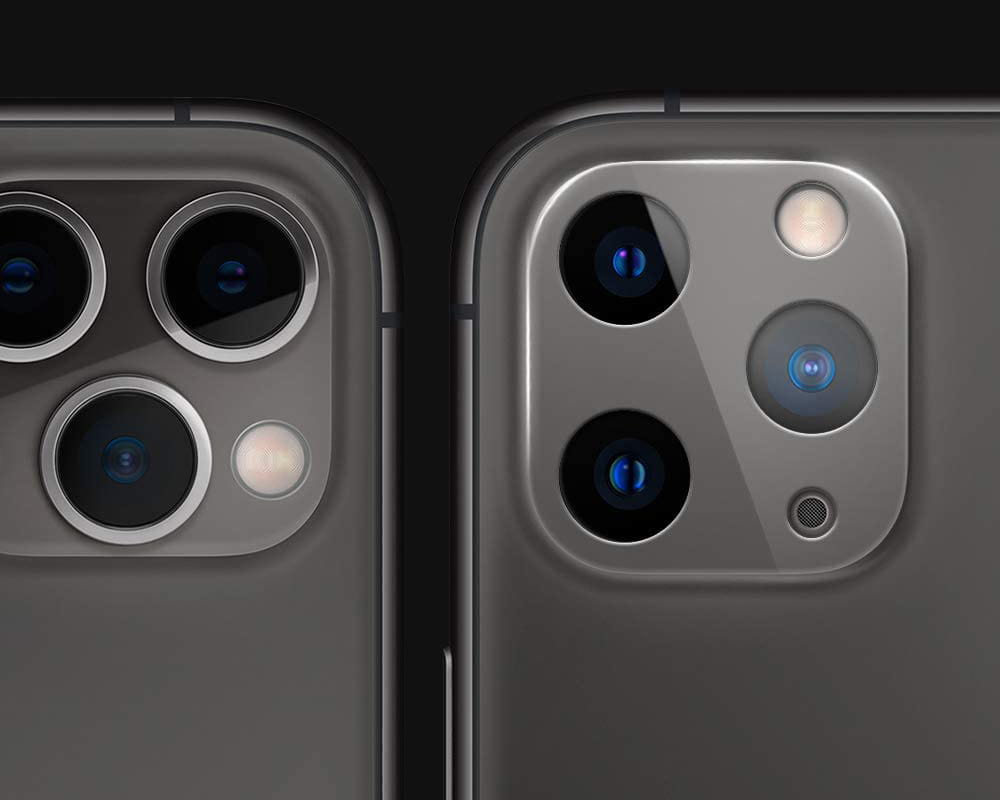 Gehärtetes Glas für Kamera Spigen Glas.tR Slim Camera Lens Full Cover 2-Pack für iPhone 11 Pro / 11 Pro Max kompatibel mit Hülle grau