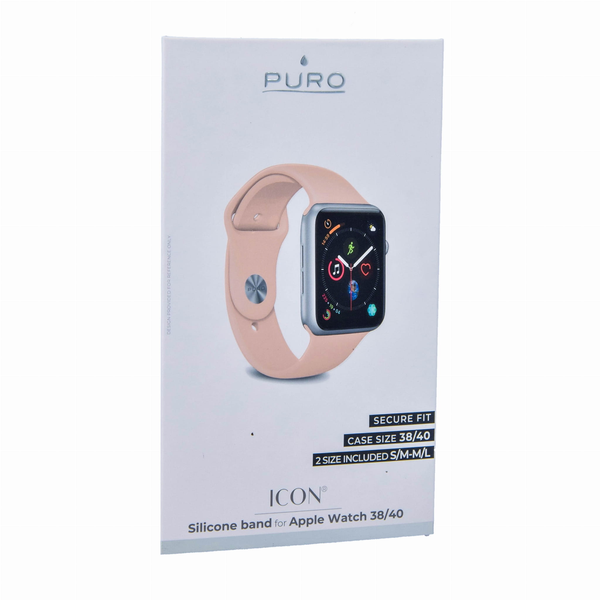 Armband Puro Serie Icon Silicone Band für Apple Watch 40mm SE/6/5/4 / 38mm 3/2/1, sandrosa