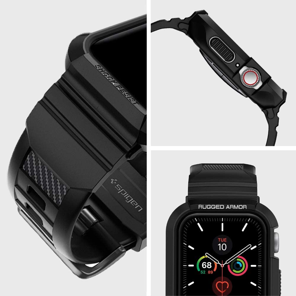 Originale Hülle von Spigen aus der Rugged Armor Pro-Serie Apple Watch 40mm Serie SE/6/5/4, schwarz.
