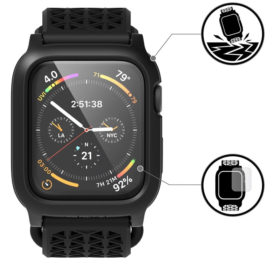 Robuste Catalyst Impact Protection Hülle für Apple Watch 44mm Serie SE/6/5/4, schwarz.