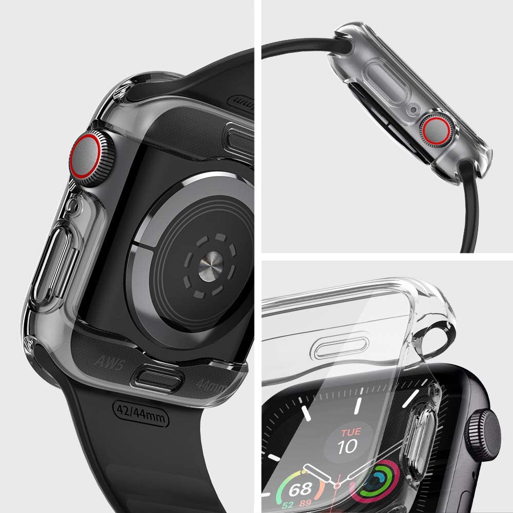 Originale Hülle 360 aus der Ultra Hybrid-Serie von Spigen für Apple Watch 44mm Serie SE/6/5/4, transparent.