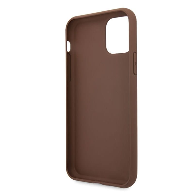 Originales exklusives Gehäuse Guess Hard Case 4G Bottom Stripe Collection für iPhone 11 braun.