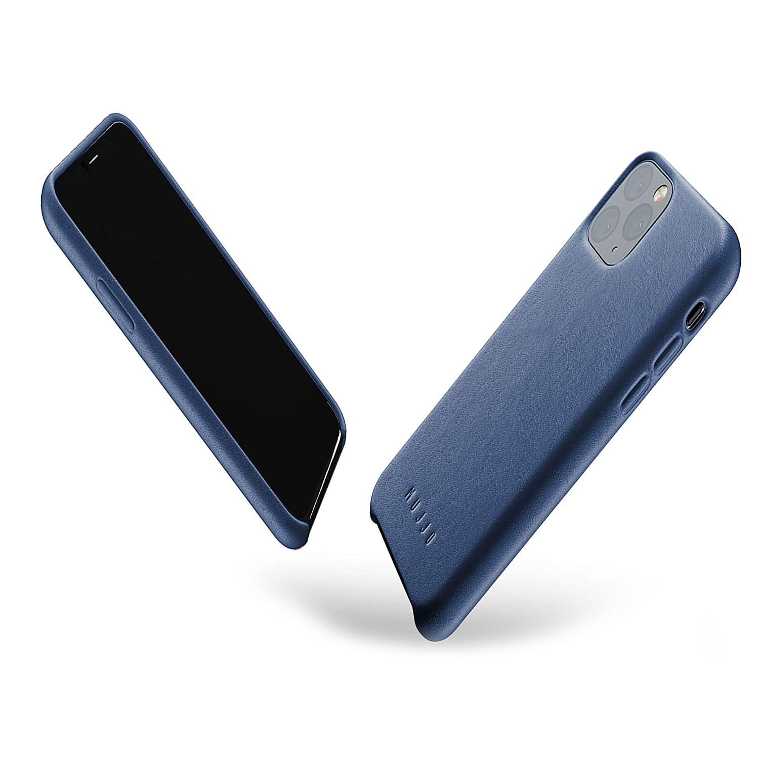 Eine elegante Hülle von Mujjo aus der Full Grain Leather Case Serie für iPhone 11 Pro Max blau.