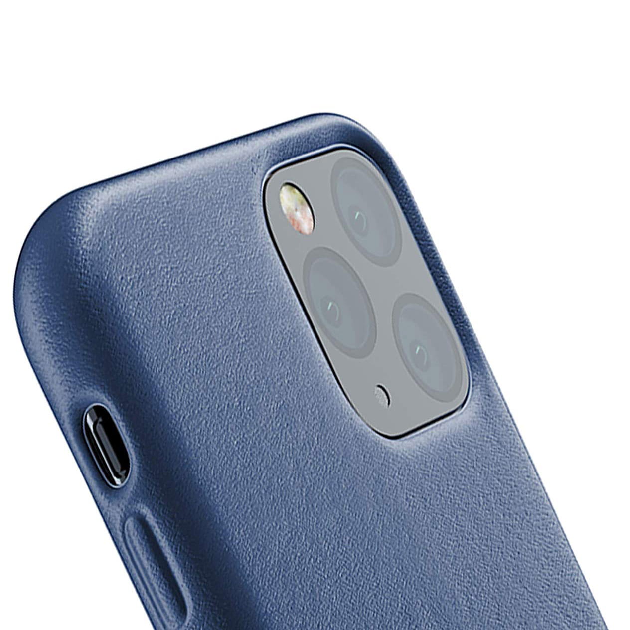 Eine elegante Hülle von Mujjo aus der Full Grain Leather Case Serie für iPhone 11 Pro Max blau.