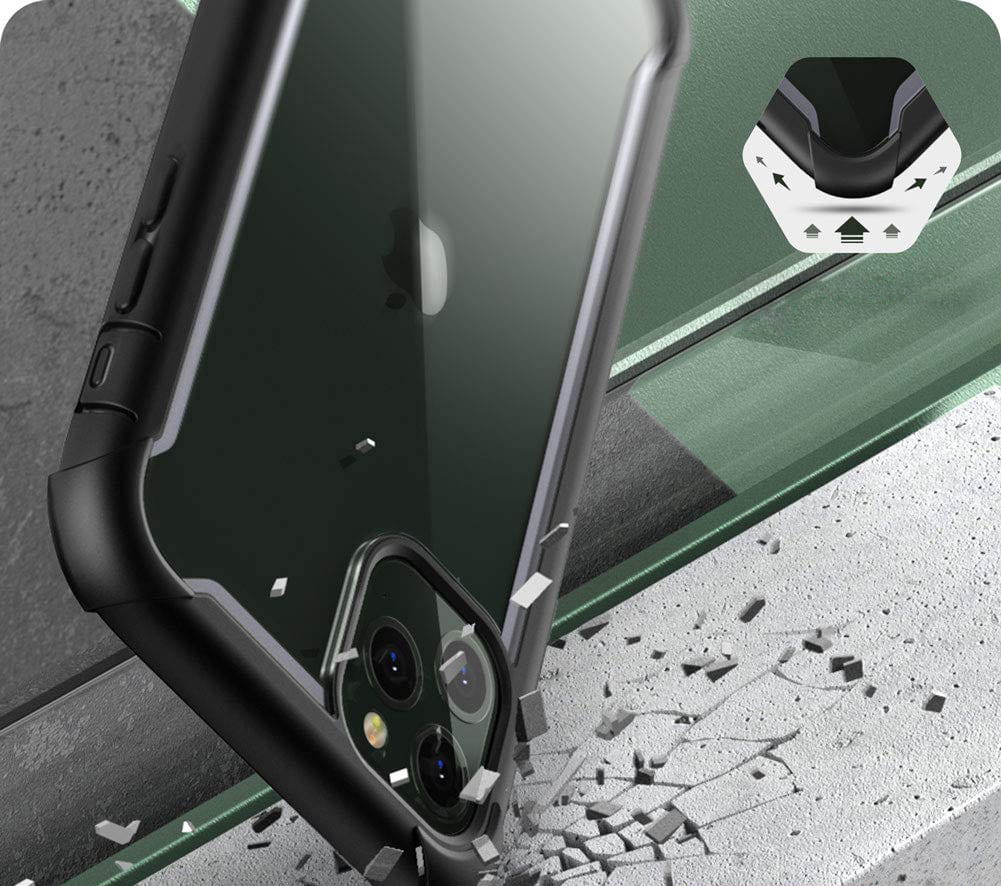 Gepanzerte Schutzhülle mit eingebautem Displayschutz Supcase i-Blason Ares für iPhone 11 Pro Max schwarz.