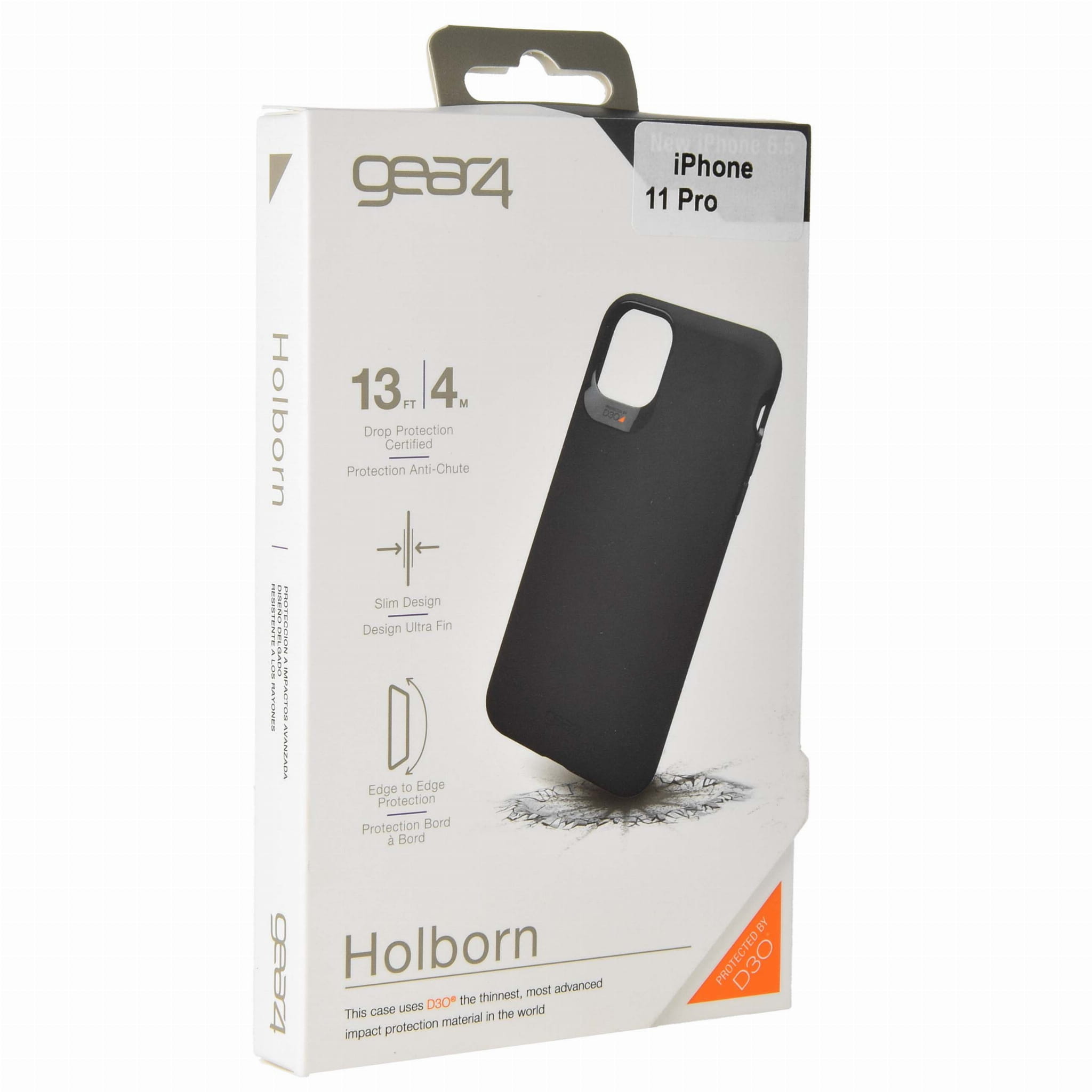 Schutzhülle Gear4 aus der Serie Holborn für iPhone 11 Pro, schwarz.