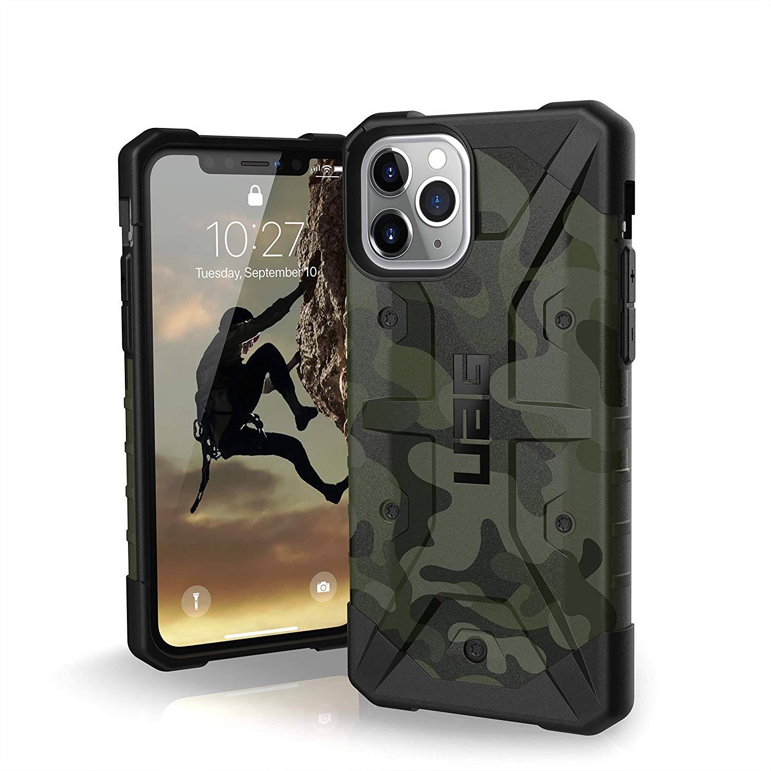 Gepanzerte Schutzhülle Urban Armor Gear Pathfinder SE Camo für iPhone 11 Pro, forest camo.