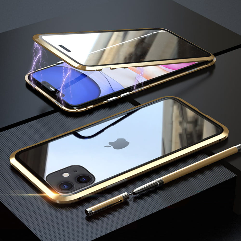 Magnetische Schutzhülle Luphie Magnetic Case für iPhone 11 golden.