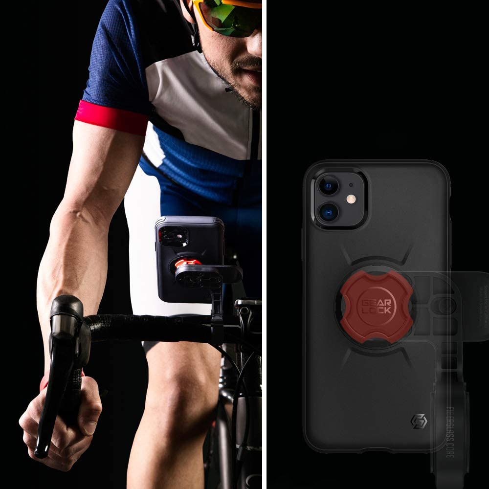 Die Schutzhülle der Marke Spigen aus der Serie Gearlock Bike Mount Case (GCF111) für Apple iPhone 11 schwarz.