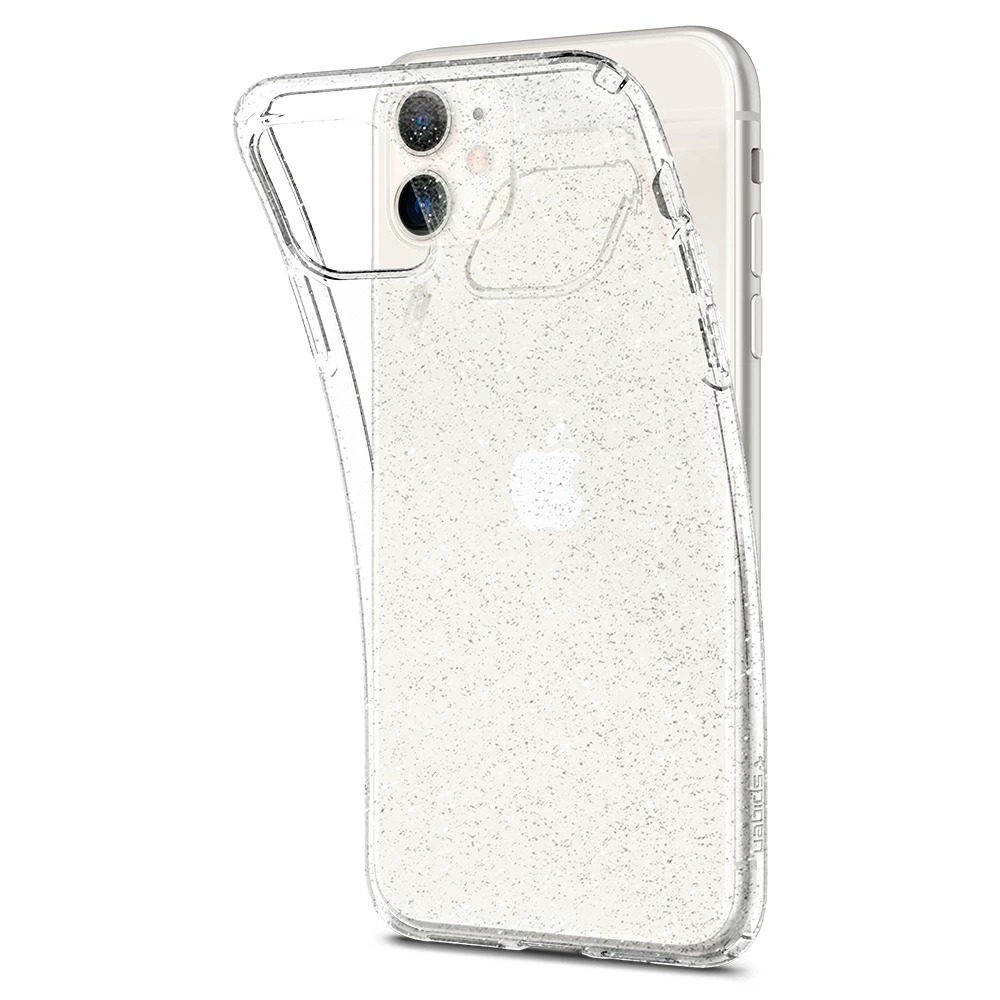 Originale Silikonhülle Liquid Crystal Glitter von Spigen für iPhone 11 transparent mit Glitzer.