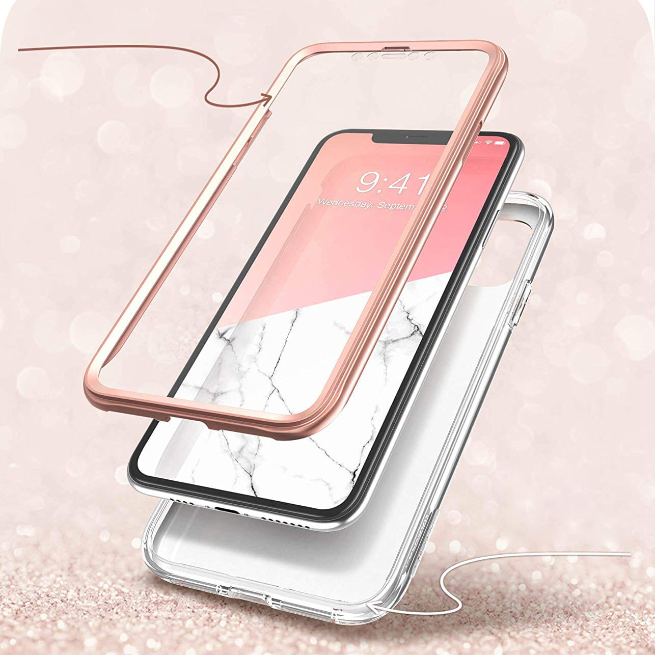 Gepanzerte Schutzhülle mit eingebautem Displayschutz Supcase i-Blason Cosmo für iPhone 11 rosa.