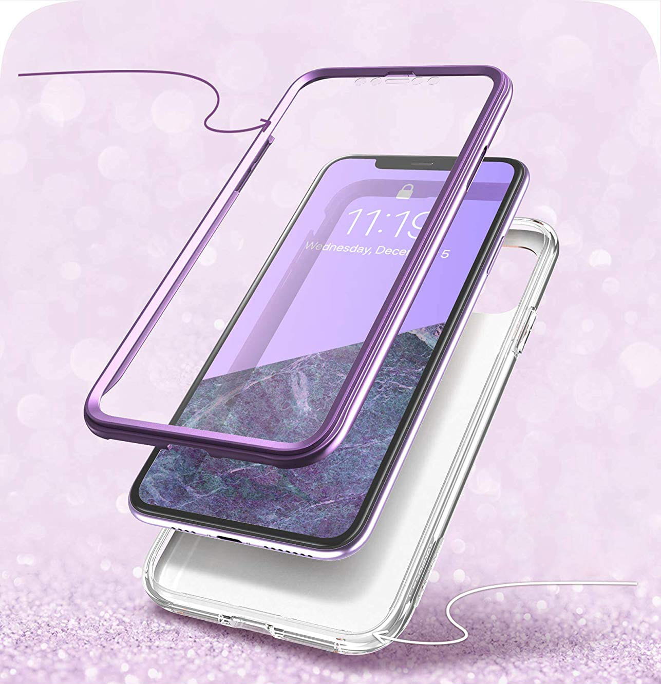 Gepanzerte Schutzhülle mit eingebautem Displayschutz Supcase i-Blason Cosmo für iPhone 11 violett.