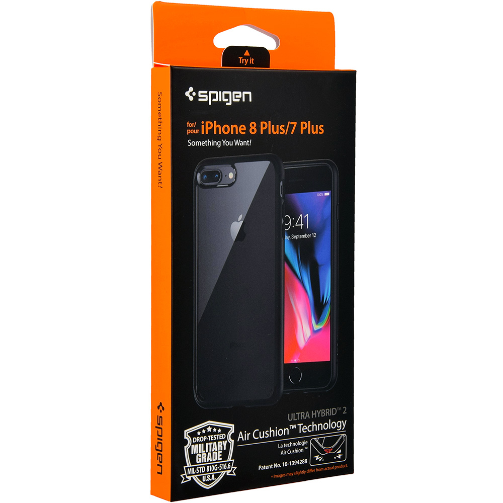 Originale Hülle Ultra Hybrid von Spigen für iPhone 8 Plus / 7 Plus, schwarz.