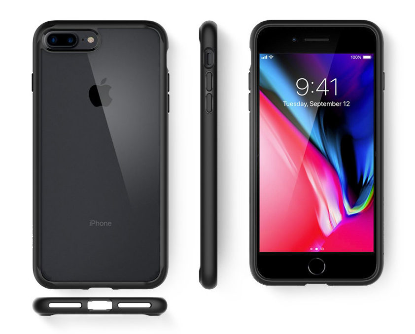 Originale Hülle Ultra Hybrid von Spigen für iPhone 8 Plus / 7 Plus, schwarz.