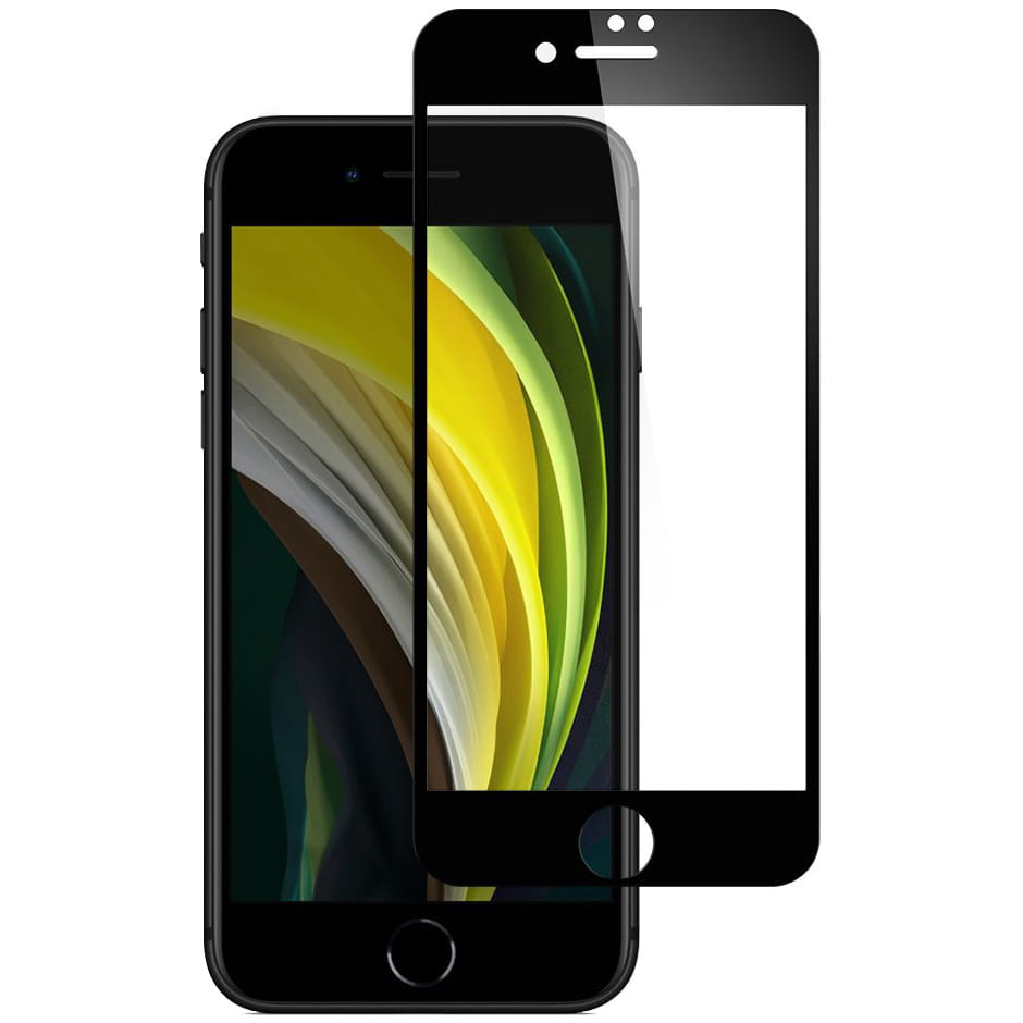 Spigen gehärtetes Glas.tR Slim FC für iPhone SE 2020, 8/7 - kompatibel mit Hülle, schwarzer Rahmen