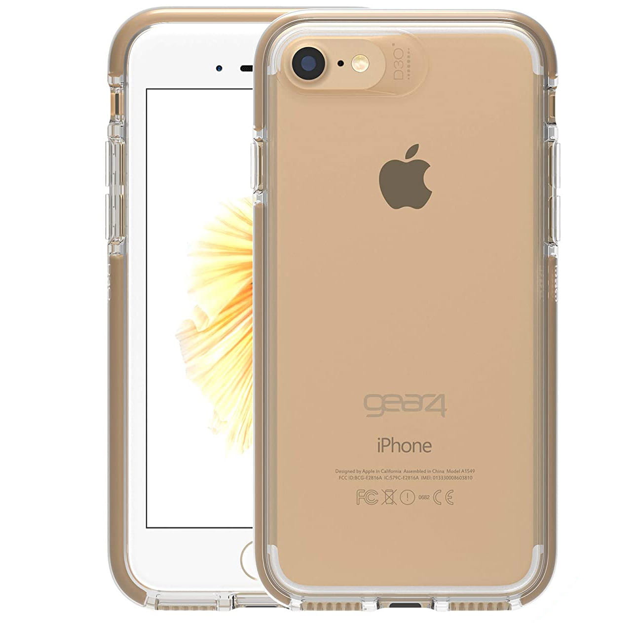 Schutzhülle Gear4 aus der Serie Piccadilly für iPhone SE 2020, 8/7, golden.