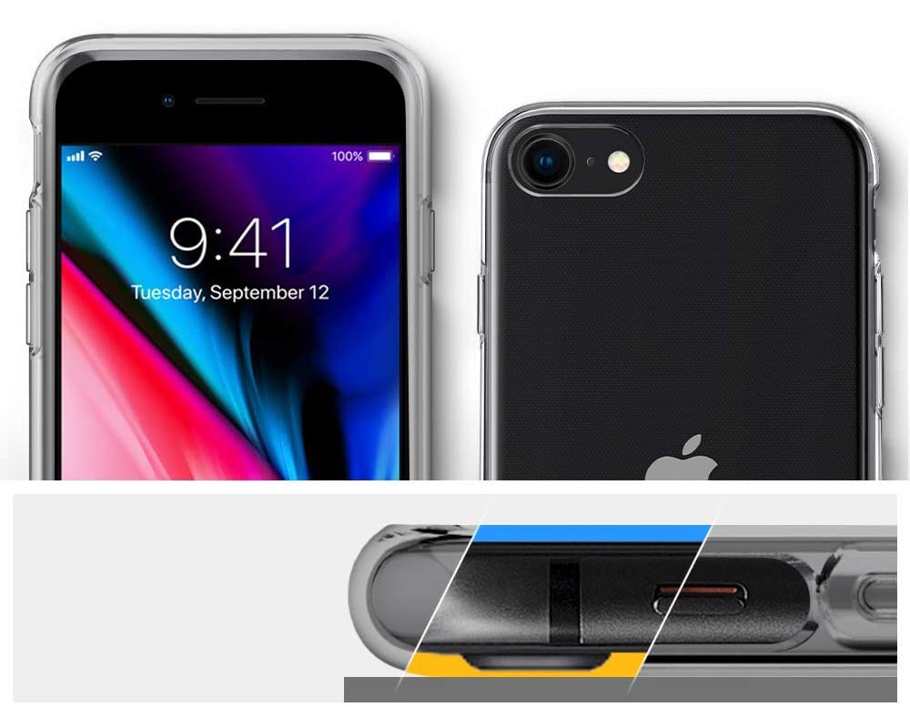 Transparente Hülle Spigen Liquid Crystal für iPhone SE 2020, 8/7, transparent.
