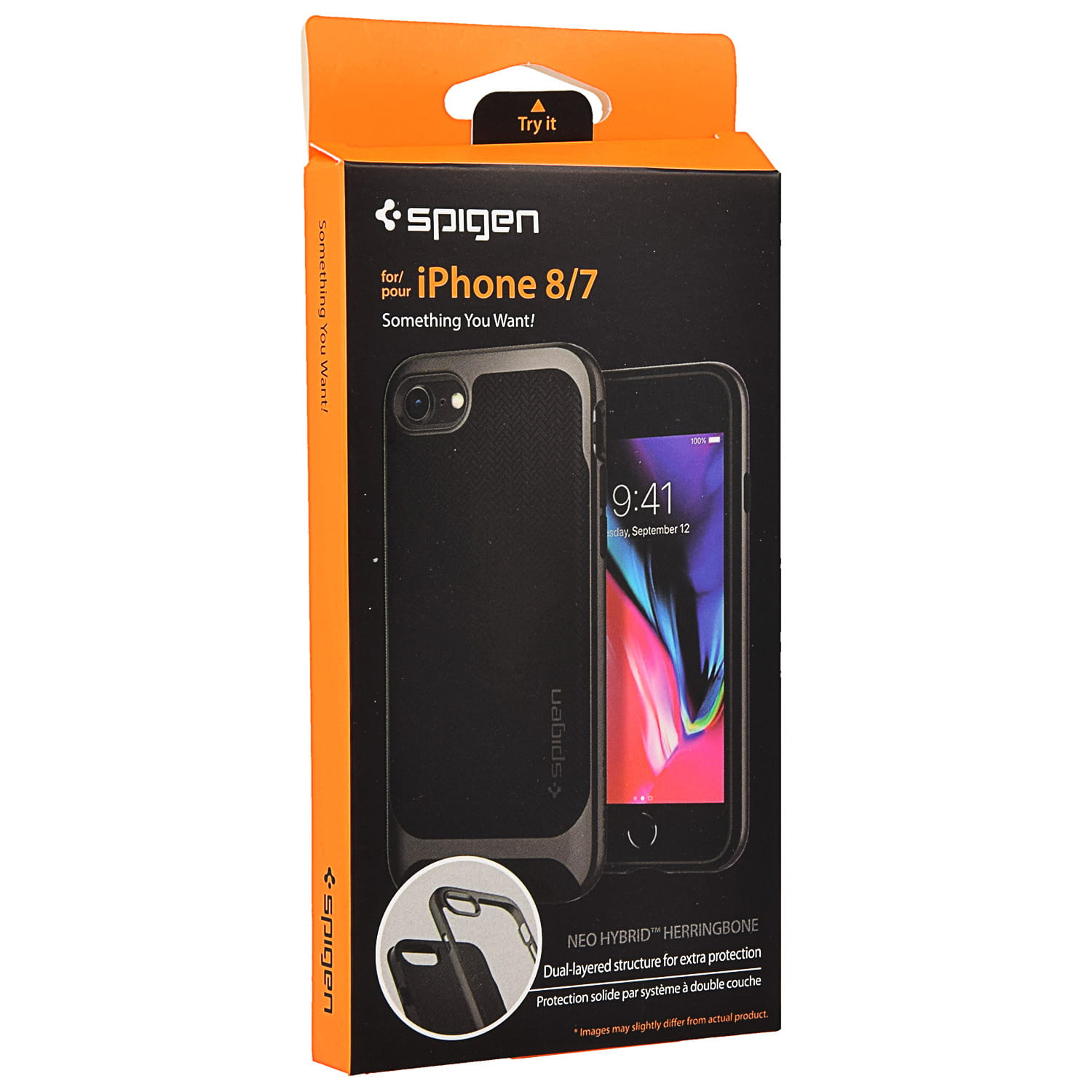 Originale Hülle Neo Hybrid Herringbone von Spigen für Apple iPhone SE 2020, 8 / 7, rotguss.