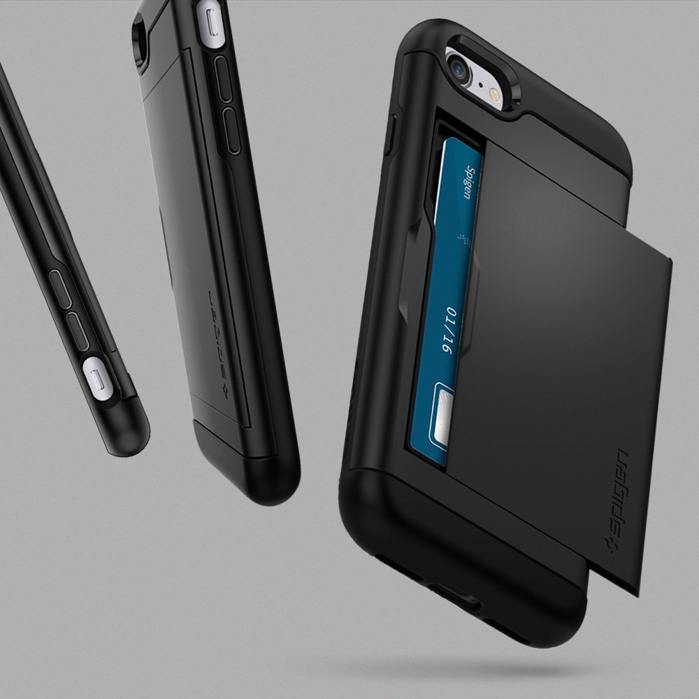 Original Schutzhülle Spigen aus der Serie Slim Armor CS für iPhone SE 2020, 8/7, schwarz
