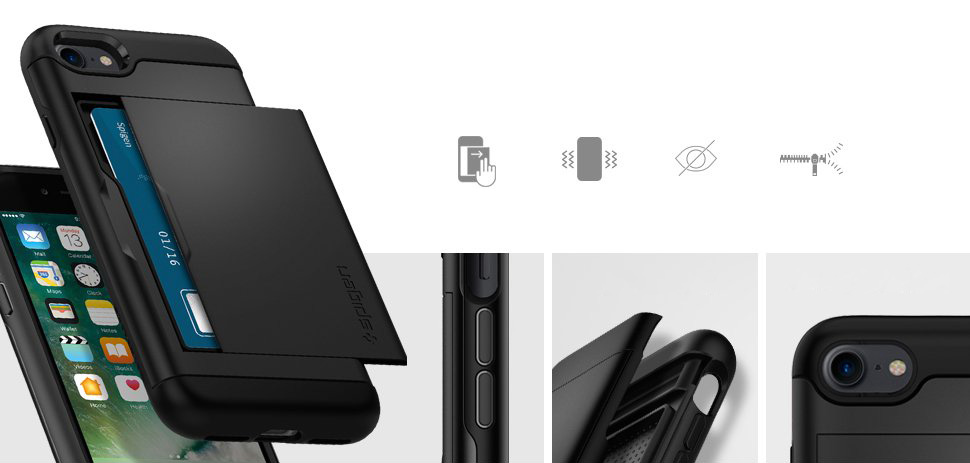 Original Schutzhülle Spigen aus der Serie Slim Armor CS für iPhone SE 2020, 8/7, schwarz