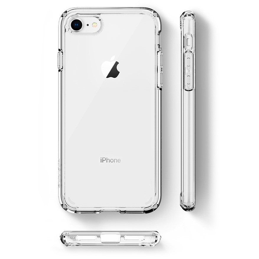 Originale Hülle Ultra Hybrid 2 von Spigen für iPhone SE 2020, 8/7, transparent.