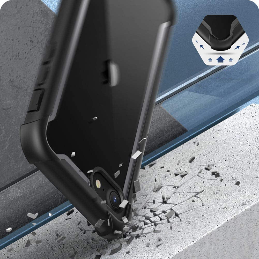 Gepanzerte Schutzhülle mit eingebautem Displayschutz Supcase i-Blason Ares für iPhone SE 2020, iPhone 8/7, schwarz.