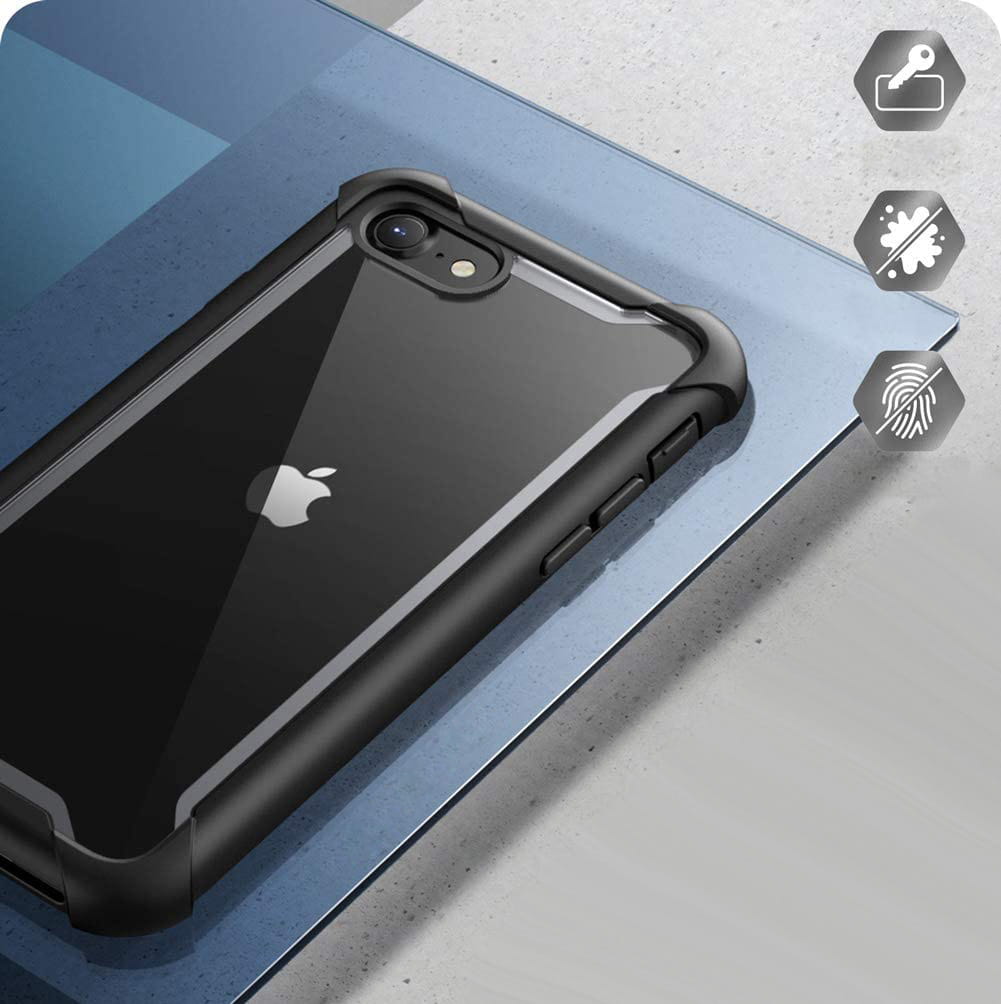 Gepanzerte Schutzhülle mit eingebautem Displayschutz Supcase i-Blason Ares für iPhone SE 2020, iPhone 8/7, schwarz.