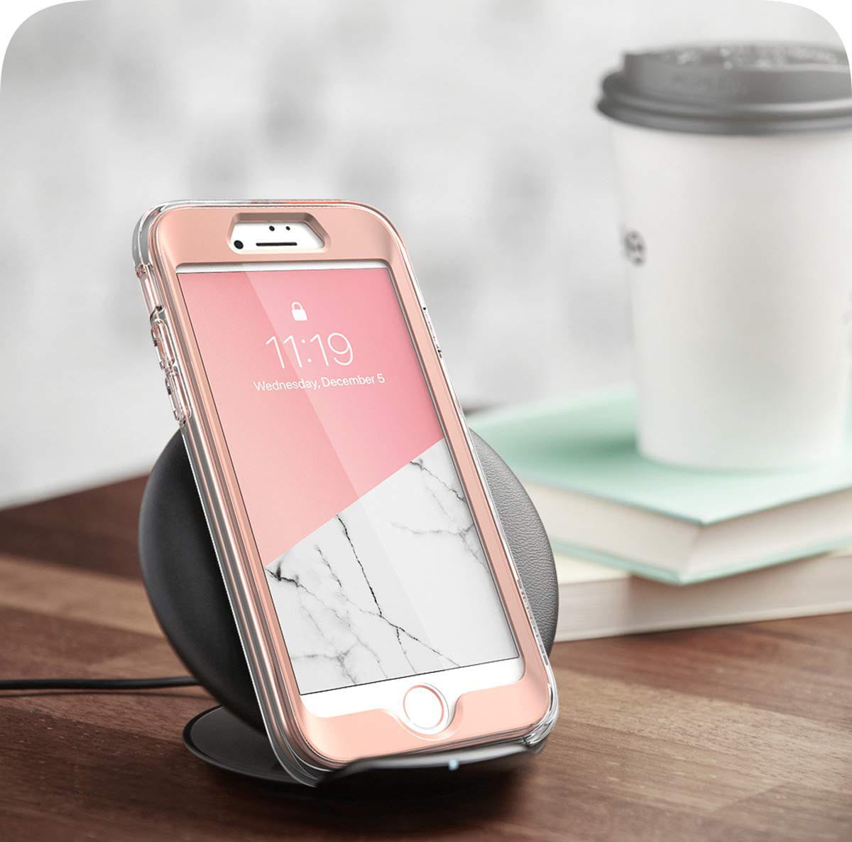 Gepanzerte Schutzhülle mit eingebautem Displayschutz Supcase i-Blason Cosmo für iPhone SE 2020, 8/7, rosa.