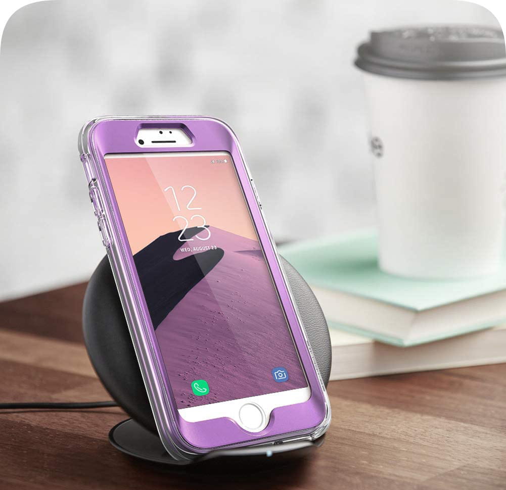 Gepanzerte Schutzhülle mit eingebautem Displayschutz Supcase i-Blason Cosmo für iPhone SE 2020, 8/7, violett.
