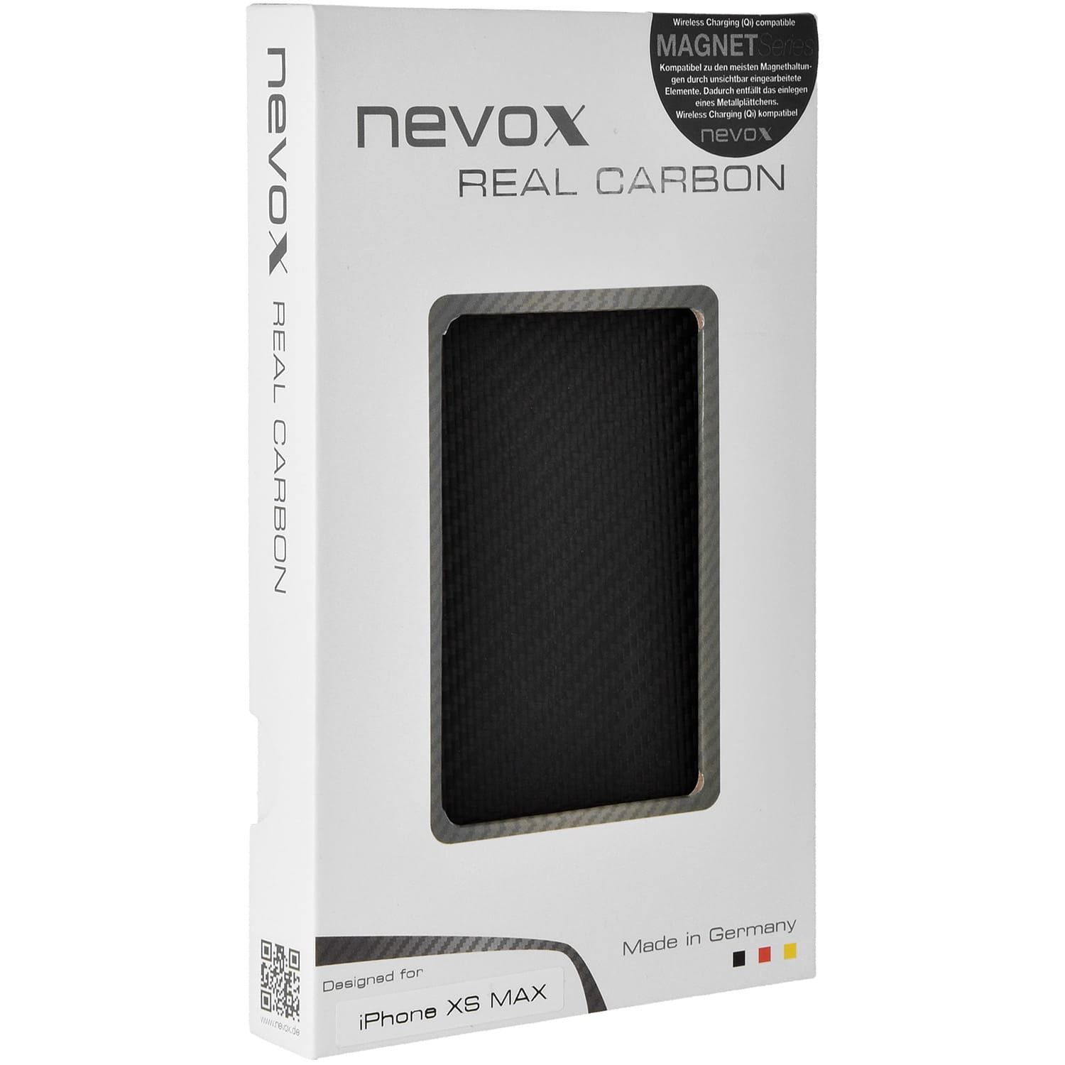 Carbon Schutzhülle Nevox Real Carbon Magnet aus Carbon- und Aramidfasern für iPhone Xs Max, schwarz.
