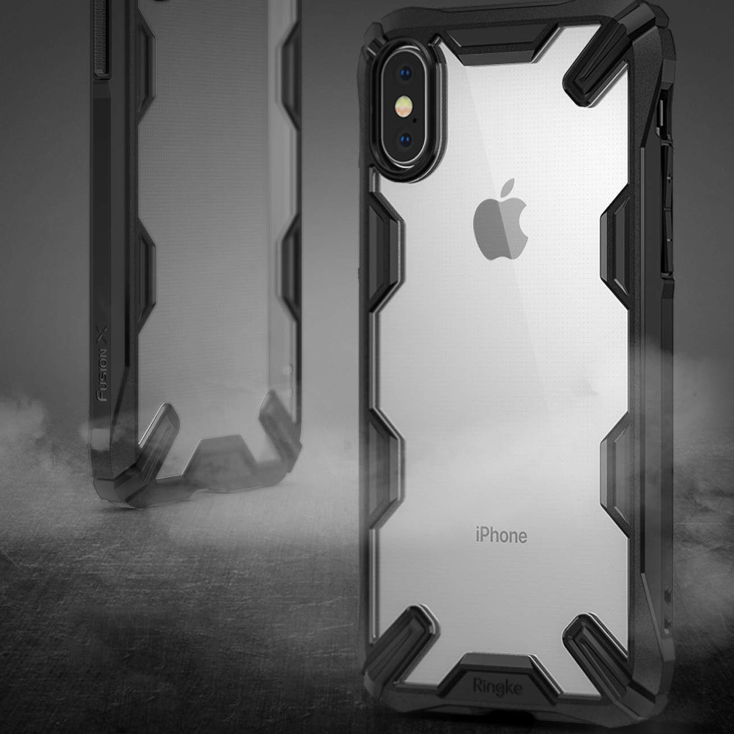 Schutzhülle Rearth Ringke Fusion X für iPhone Xs / X, transparent mit dem schwarzen Rahmen
