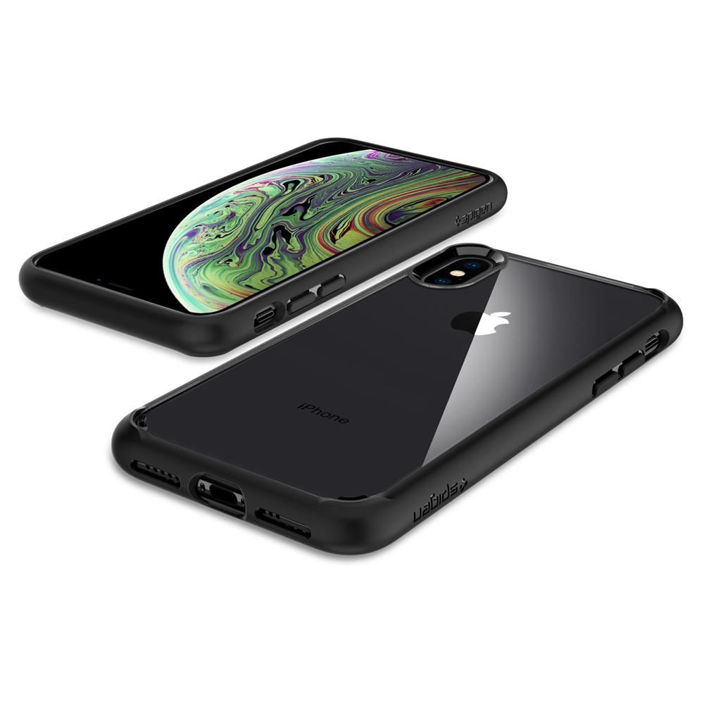 Originale Hülle Ultra Hybrid von Spigen für iPhone Xs / X, schwarz.