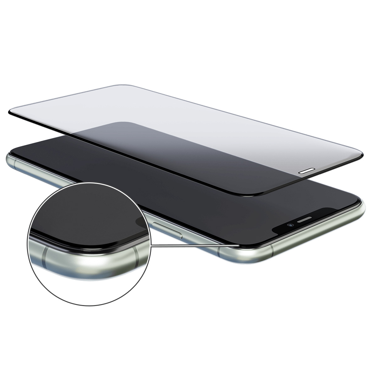 Glas 3mk NeoGlass für Apple iPhone 12 Mini, schwarzer Rahmen.