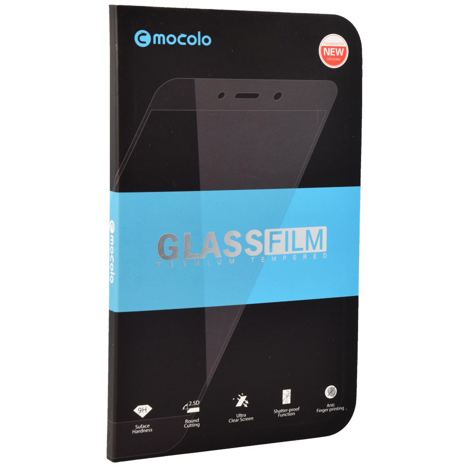 Gehärtetes Glas Mocolo TG+ Full Glue mit schwarzem Rahmen.