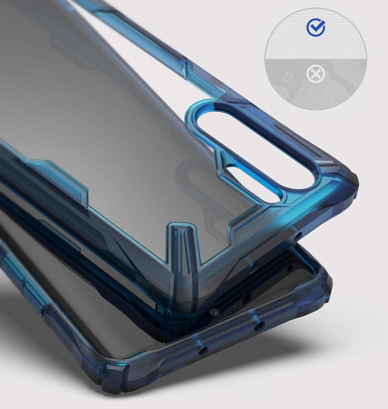 Schutzhülle Rearth Ringke Fusion X für Samsung Huawei P30 Pro, transparent mit dem blauen Rahmen