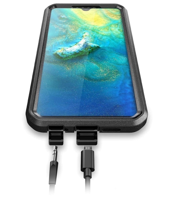 Gepanzerte Schutzhülle mit eingebautem Displayschutz und Holster mit Drehclip Supcase aus der Serie Unicorn Beetle Pro für Huawei P30, Schwarz.