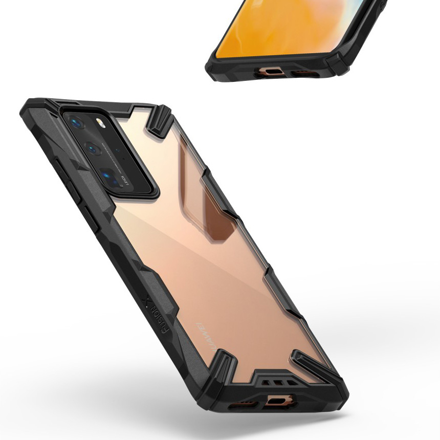 Schutzhülle Rearth Ringke Fusion X für Samsung Huawei P40 Pro, transparent mit dem schwarzen Rahmen