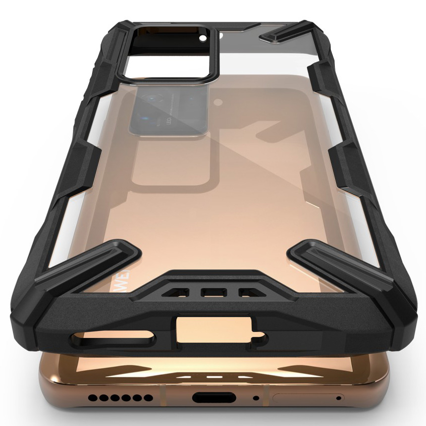 Schutzhülle Rearth Ringke Fusion X für Samsung Huawei P40 Pro, transparent mit dem schwarzen Rahmen