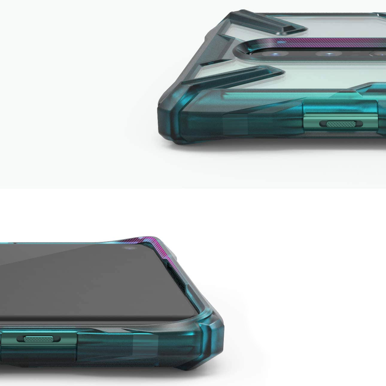 Schutzhülle Rearth Ringke Fusion X für OnePlus 8, transparent mit dem türkisen Rahmen