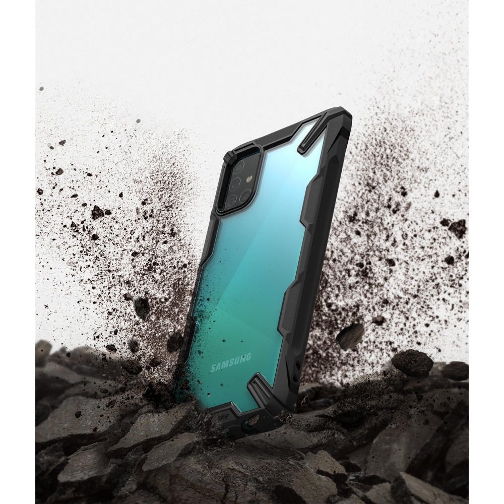 Schutzhülle Rearth Ringke Fusion X für Samsung Galaxy A51, transparent mit dem schwarzen Rahmen