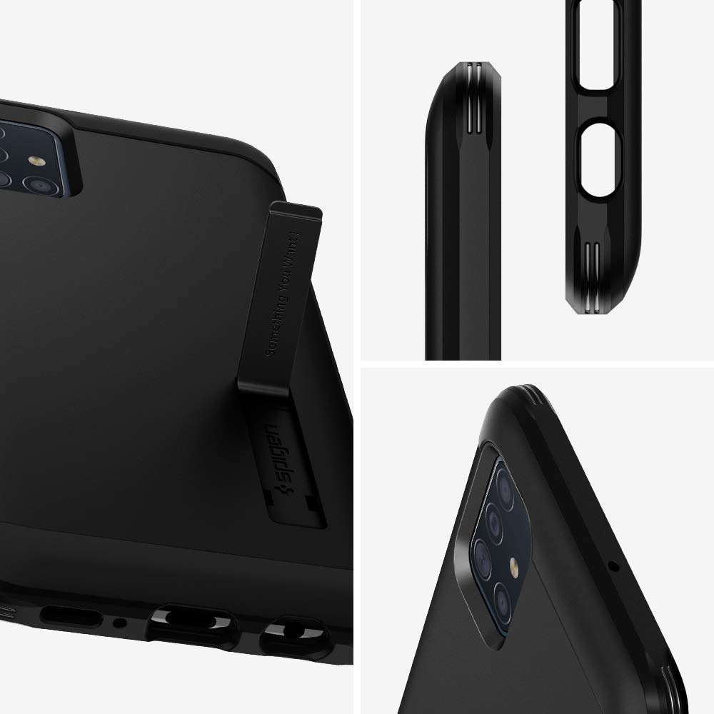 Originale Hülle von Spigen aus der Serie Tough Armor für Samsung Galaxy A51, schwarz.