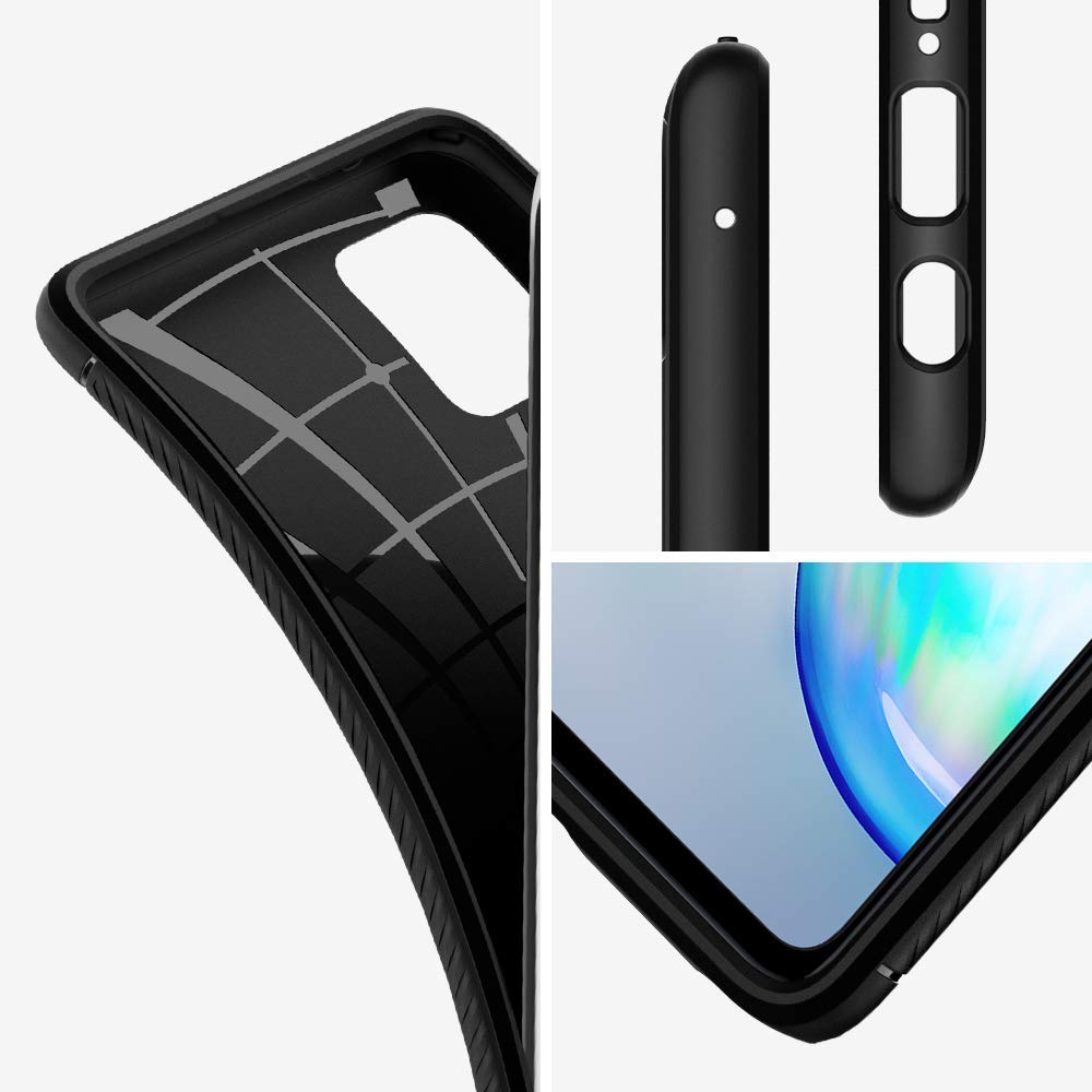 Original Schutzhülle Spigen aus der Serie Rugged Armor für Samsung Galaxy Note 10 Lite, schwarz
