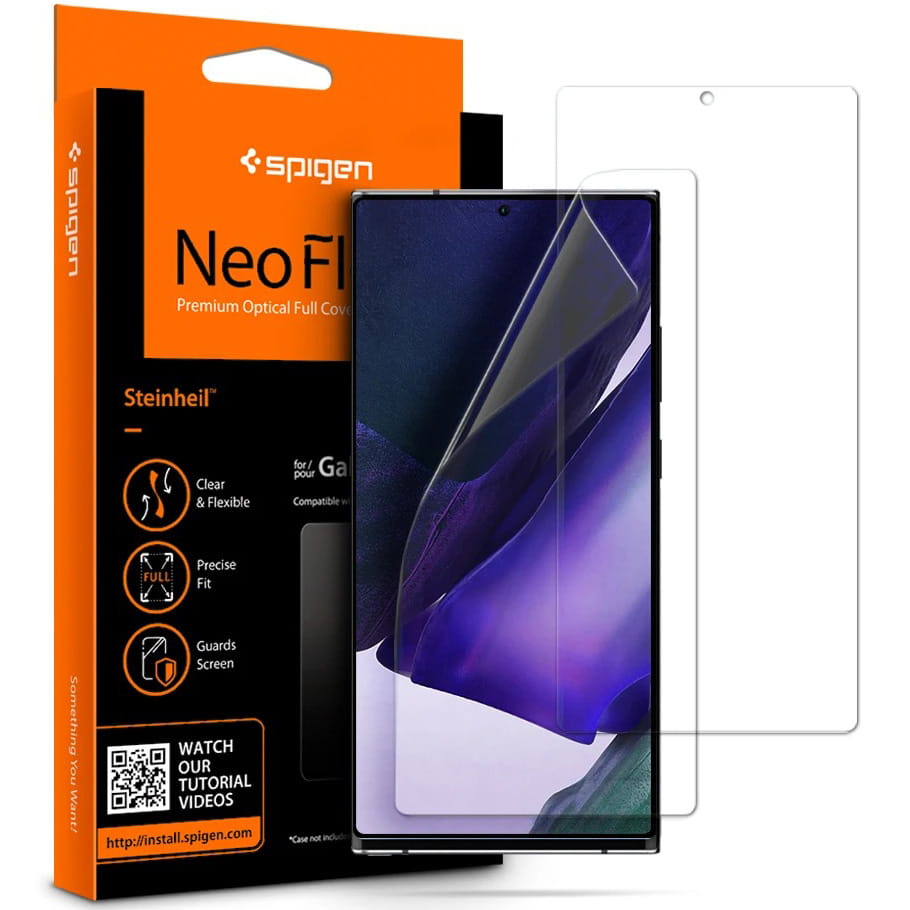 Flexible Folie der Marke Spigen für Galaxy Note 20 Ultra, mit den meisten Schutzhüllen kompatibel.