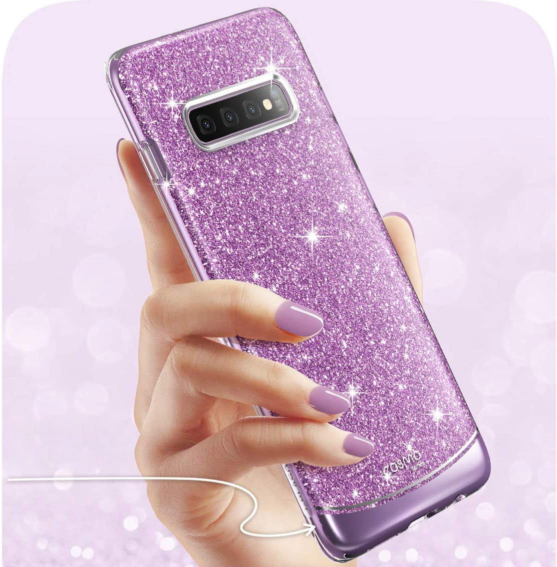 Gepanzerte Schutzhülle Supcase i-Blason Cosmo für Galaxy S10 Plus, glitzer violett.