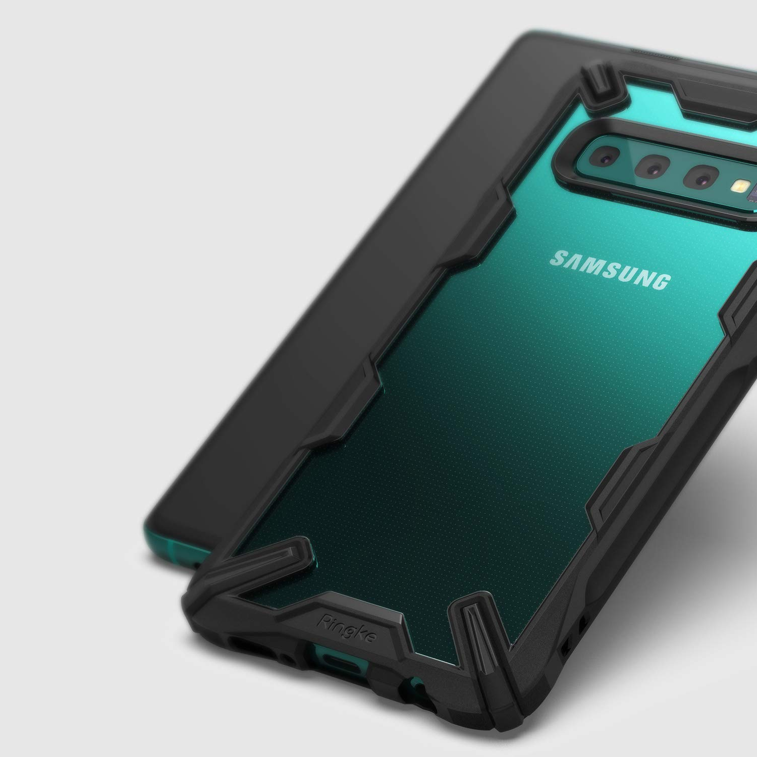 Schutzhülle Rearth Ringke Fusion X für Samsung Galaxy S10, transparent mit dem schwarzen Rahmen
