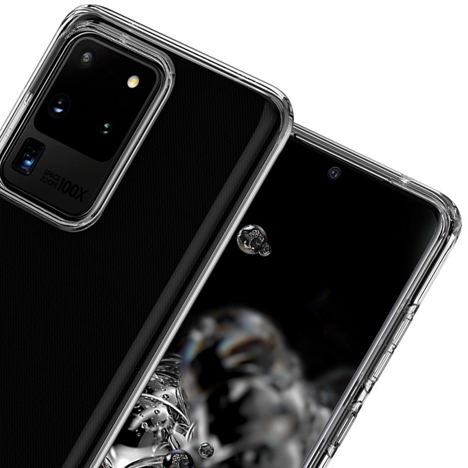 Transparente Hülle Spigen Crystall Flex für Galaxy S20 Ultra.