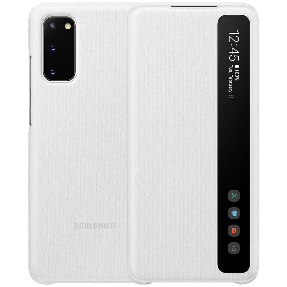 Schutzhülle mit Funktionsklappe Samsung Clear View Cover für Galaxy S20, weiß