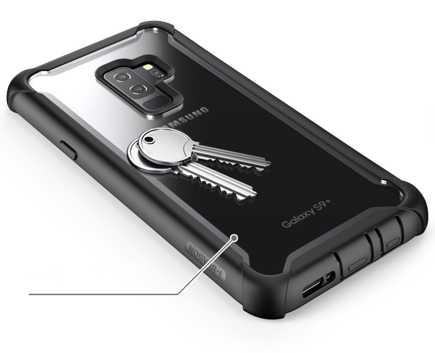 Gepanzerte Schutzhülle mit eingebautem Displayschutz Supcase i-Blason Ares für Galaxy S9 Plus, schwarz.