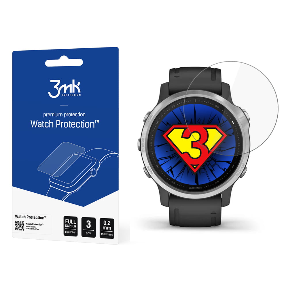 Hybridglas 3mk Watch Protection für Garmin Fenix 5s/6s/6s Pro, 3 Stück.