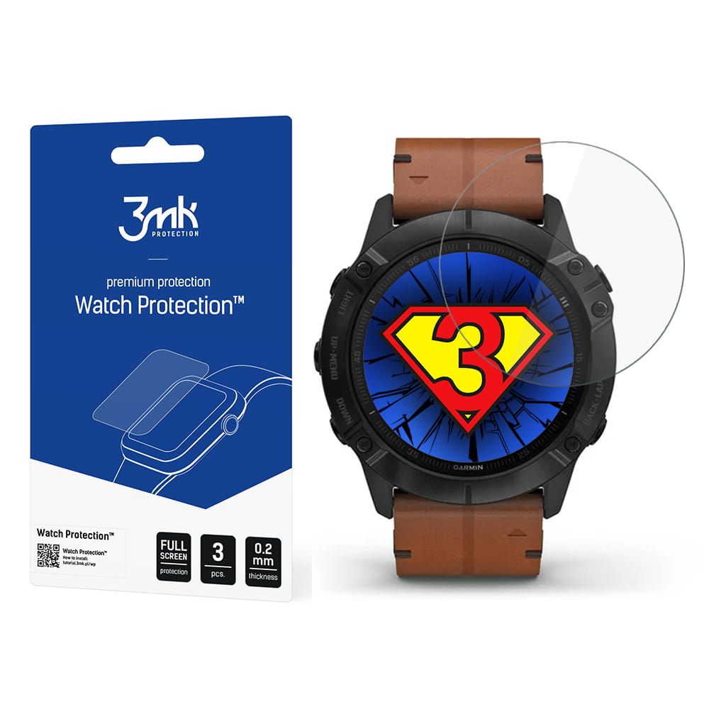 Hybridglas 3mk Watch Protection für Garmin Fenix 6X, 3 Stück.